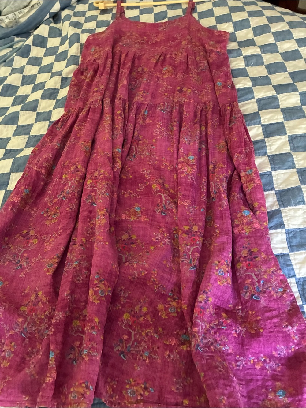 Women's Pink Floral Tiered Sun Dress
